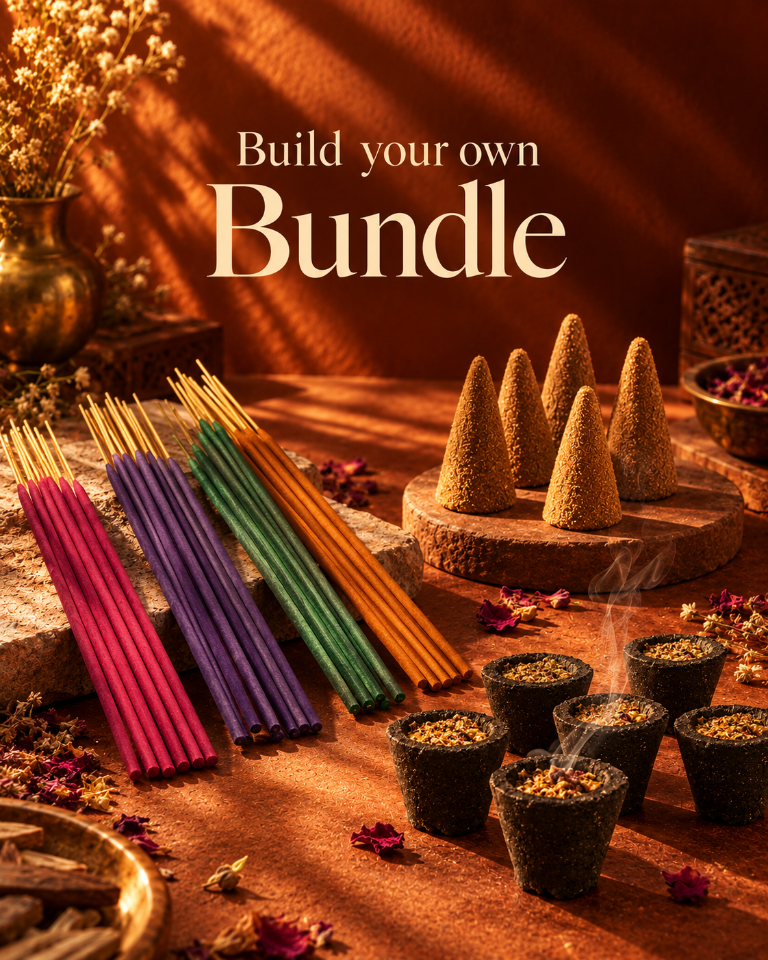 Build Your Own Incense Bundle by Ruhani in warm golden light